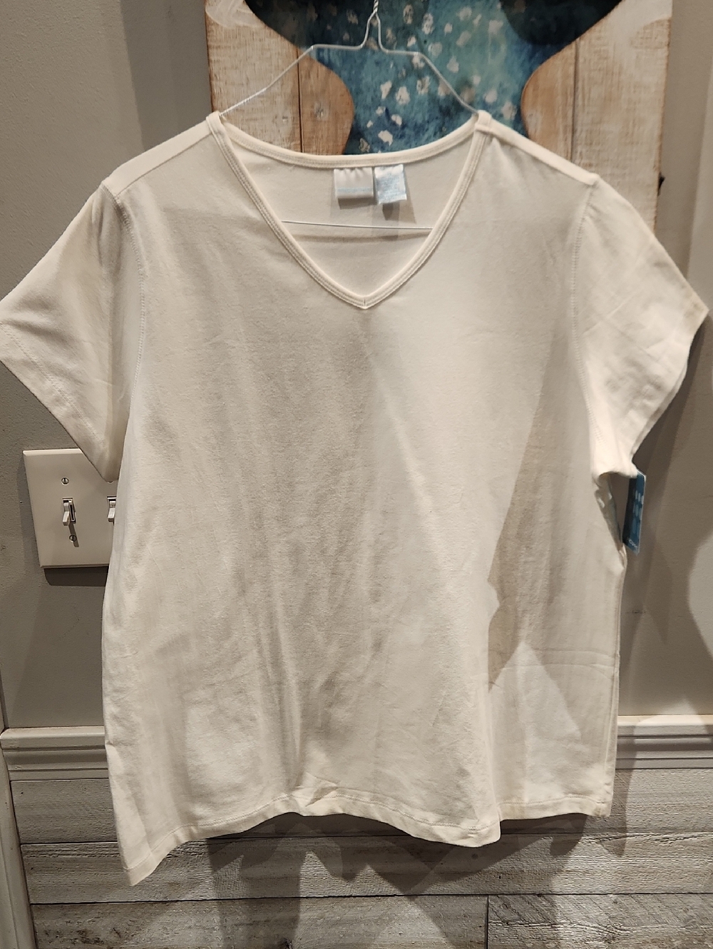 NWT Prospirit White V-Neck Short Sleeve Tee Women's Sz 1X